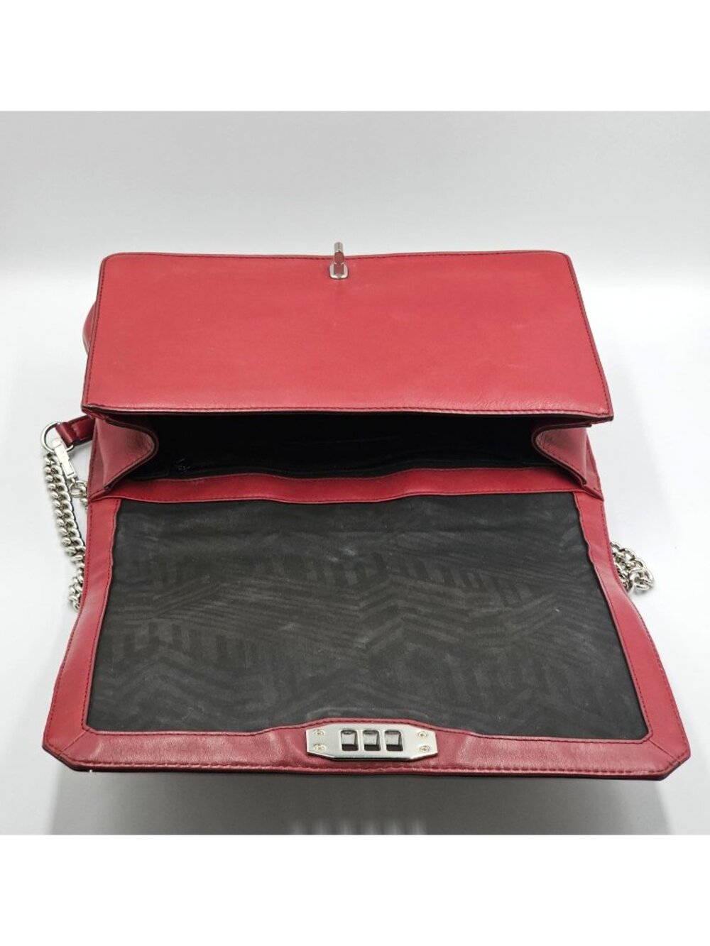 Rebecca Minkoff Women's Red Chevron leather Quilted Love Crossbody Bag Sz M 2558 - Picture 8 of 16